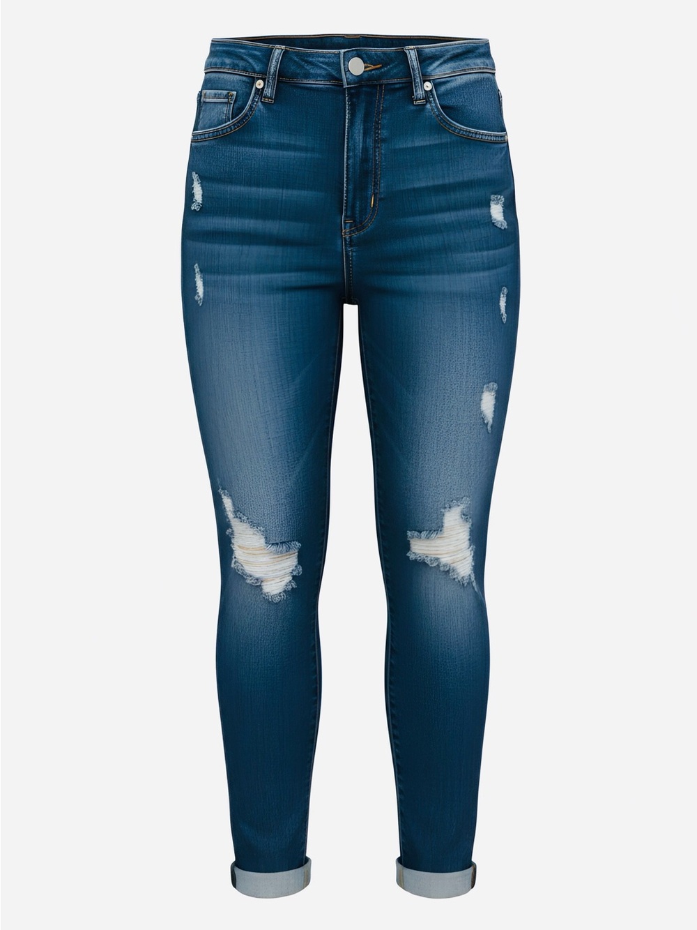 Bohme High-Rise Distressed Skinny Jeans in Dark Blue - Size 28